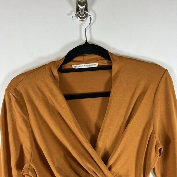 Peruvian‎ Connection Pima Cotton Top, Size M Rust Cyprus Faux Wrap Stretch Knit - Picture 2 of 8